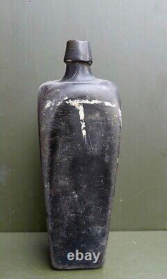 Nice Antique Dark green glass square gin bottle Dutch or English 18th/19th c