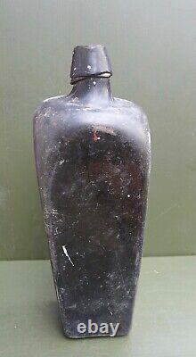 Nice Antique Dark green glass square gin bottle Dutch or English 18th/19th c