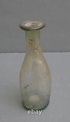 Nice Antique clear green glass medicine bottle, Dutch 18th. Century