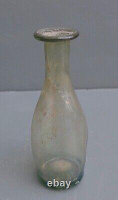 Nice Antique clear green glass medicine bottle, Dutch 18th. Century