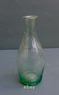 Nice Antique clear green glass medicine bottle, Dutch 18th. Century