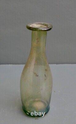 Nice Antique clear green glass medicine bottle, Dutch 18th. Century