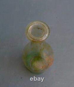 Nice Antique clear green glass medicine bottle, Dutch 18th. Century