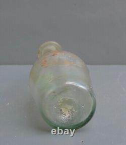 Nice Antique clear green glass medicine bottle, Dutch 18th. Century