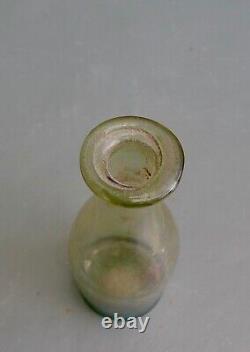 Nice Antique clear green glass medicine bottle, Dutch 18th. Century