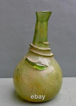 Nice Antique green glass bottle, Islamic Middle East 17th. 18th. C