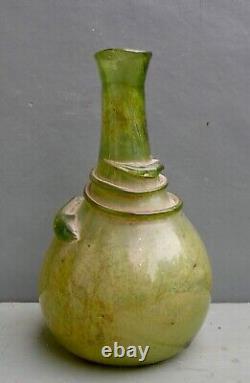 Nice Antique green glass bottle, Islamic Middle East 17th. 18th. C