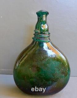 Nice Antique green glass saddle flasks-bottle, Islamic Middle East 18th. 19th. C