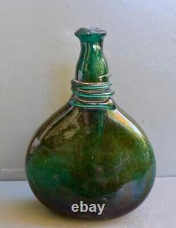 Nice Antique green glass saddle flasks-bottle, Islamic Middle East 18th. 19th. C