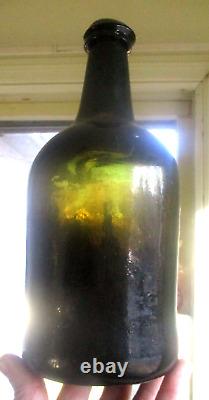 Nice Blackglass Early Rum Bottle Sticky Pontil Crude Lip 1810's Era Clean L@@k