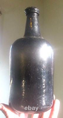 Nice Blackglass Early Rum Bottle Sticky Pontil Crude Lip 1810's Era Clean L@@k