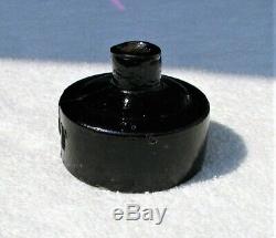 Nice Early Black Glass Round Pontil Boldly Embossed PERINE GUYOT Ink