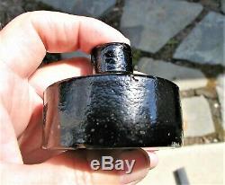 Nice Early Black Glass Round Pontil Boldly Embossed PERINE GUYOT Ink