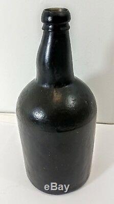Odd Shaped True English Mallet Black Glass Bottle Early 1700's Awesome Va Find