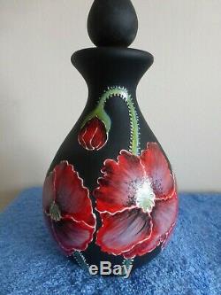 Okra Glass Perfume Bottle Black Poppy Limited Edition 44/100 Hand Painted BNIB