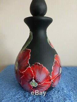 Okra Glass Perfume Bottle Black Poppy Limited Edition 44/100 Hand Painted BNIB
