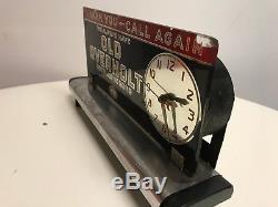 Old Overholt Glass Retail Store Sign with Clock Straight Rye Whiskey Black Red