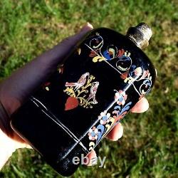 On Sale! 1732 Stiegel Enameled German Schnapps Flask, Black Amethyst