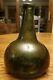 Original 1700s Crude Colonial Era Blown Green Black Glass Dutch Onion Rum Bottle