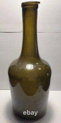 Original 18th Century English Black Glass Transitional Mallet Wine Bottle