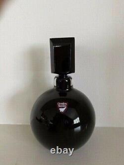 Orrefors Crystal Perfume Bottle Anne Nilsson BLACK Rare Art Glass 2 Stoppers