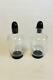 Orrefors Simon Gate Two Small Bottles Of Glass With Black Base And Cork Of Black