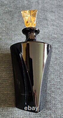 PR. OF LARGE VINTAGE TRIANGULAR BLACK GLASS with AMBER STOPPERS PERFUME BOTTLES