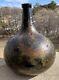 Painted Black Glass Onion Demijohn Pirate Bottle 1628 Sea Battle Dutch-spain