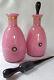 Pair Czech/bohemian Art Glass Pink & Black Tango Perfume Bottles, Possibly Loetz