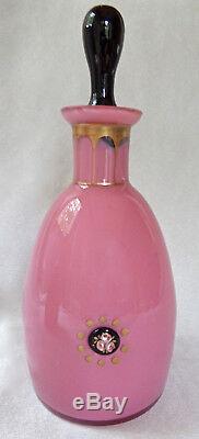 Pair Czech/Bohemian Art Glass Pink & Black Tango Perfume Bottles, possibly Loetz