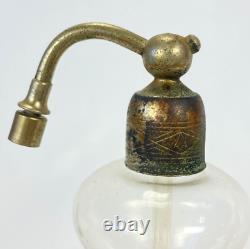 Perfume Atomizer Bottle Vintage 1920s Black Glass And Metal Silver Tone