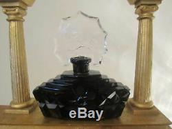 Perfume Bottle Art Deco Czechoslovakia Glass Signed Dauber Empty Black Opaque