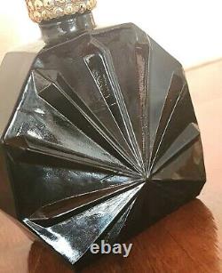 Perfume Bottle Glass, Black, Hex, Vintage, Rare