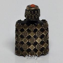 Perfume Bottle Miniature Made in France Caged Black Glass Dauber