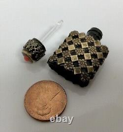 Perfume Bottle Miniature Made in France Caged Black Glass Dauber