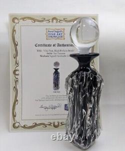 Perfume Bottle by Ion Tamaian Chic Noir Art Glass from Romania Signed with COA