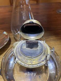 Plume and Atwood mercury glass reflector oil lamp Cast-iron swivel arm, Bracket