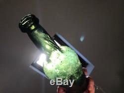 Pontil Bottle Moss-Green 1700's Black-Glass Spirits Crude Lip + Sand Chip Base