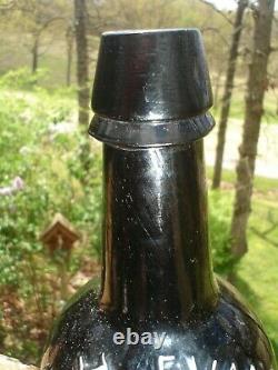 Pre Civil War era ST LOUIS, MO. Missouri E. EVANS pontiled Black Glass Ale Bottle