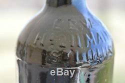 Quart E. Evans St. Louis Black Glass Ale (pontiled) Olive/Amber