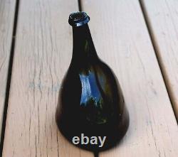RARE 18th CENTURY BLACK GLASS ENGLISH BLADDER WINE BOTTLE