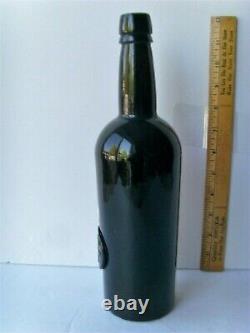RARE 19th Century Applied Black Glass Seal Bottle 3piece mold English Dated 1887