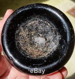 RARE & EARLY BALTIMORE BLACK GLASS HALF PINT SQUAT CIRCA 1835 to 1845