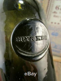 +RARE+ Early black glass bottle with seal Bryn Ker Whiskey / Wine c1860