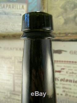 +RARE+ Early black glass bottle with seal Bryn Ker Whiskey / Wine c1860