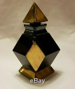 RARE French Art Deco Comercial Black Glass Perfume Bottle