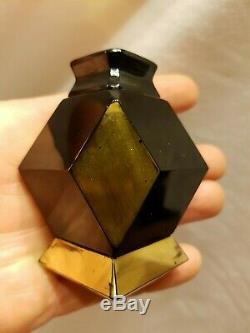 RARE French Art Deco Comercial Black Glass Perfume Bottle