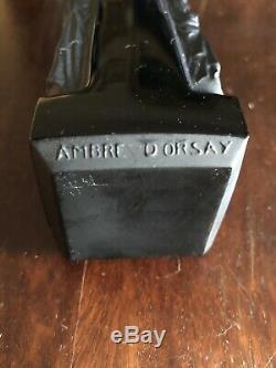 RARE! Lalique Figural Ambre D'Orsay Black Glass Perfume Bottle Excellent