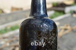 RARE antique black glass whisky bottle HOFFMAN & SONS PATENT shoulder 1830s