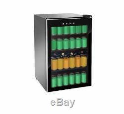 RCA 110 Can & 4 Bottle Mini Fridge With Glass Door and Wine Cooler-Black